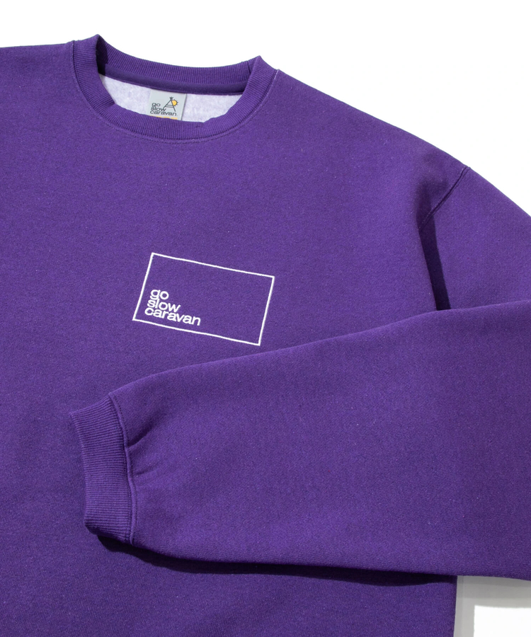 go slow caravan(ゴースローキャラバン) |eco lead 裏起毛 スクエアLOGOラウンドクルーネック (MENS)