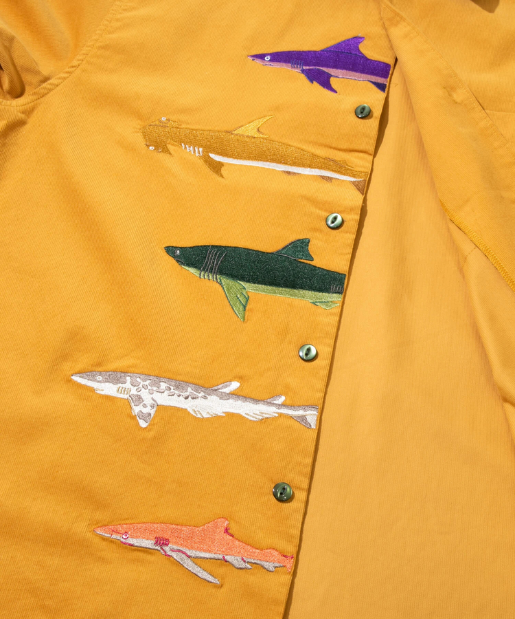 コーデュロイサメ刺繍R/Gシャツ (MENS)｜ファッション通販