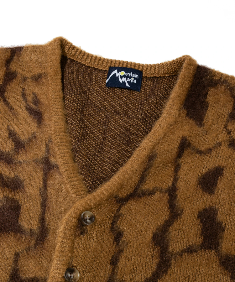 FAUX FUR ANIMAL JACQUARD KNIT CARDIGAN - Leopard