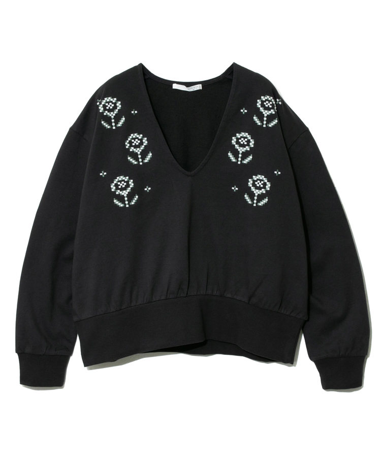 go slow caravan(ゴースローキャラバン) |NUEVO BLANCA/ヌエヴォブランカ モザイク刺繍Vネックプルオーバー (WOMENS)