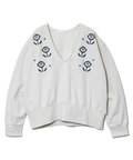 go slow caravan(ゴースローキャラバン) |NUEVO BLANCA/ヌエヴォブランカ モザイク刺繍Vネックプルオーバー (WOMENS)