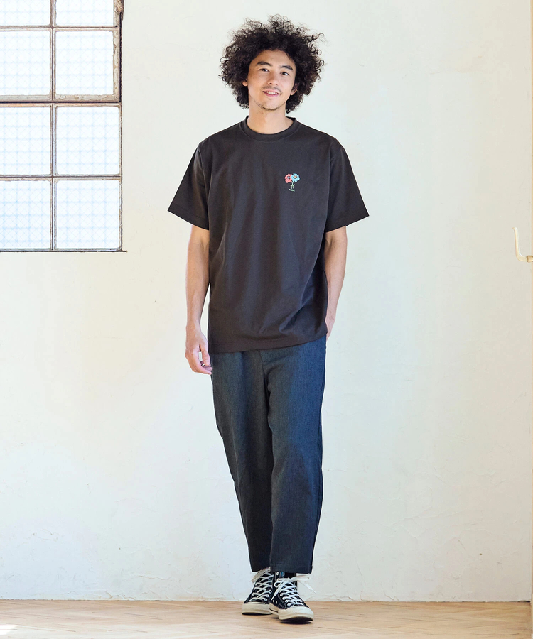 go slow caravan(ゴースローキャラバン) |Drymix FLOWER刺繍TEE (MENS/WOMENS)