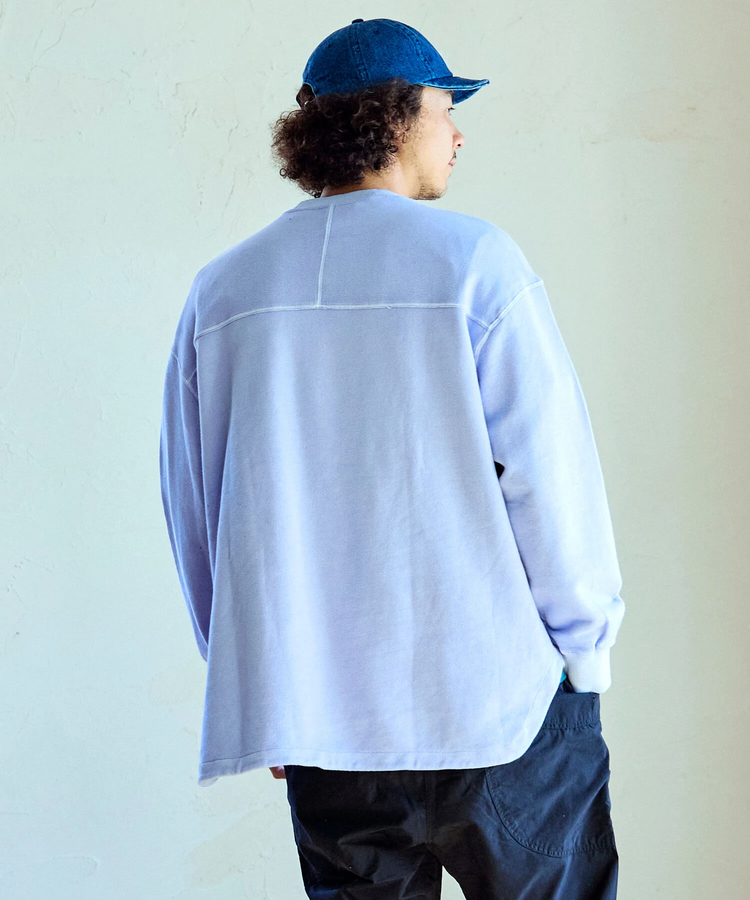 go slow caravan(ゴースローキャラバン) |UNIQUEインレイ ラウンドヘムプルオーバーPIGMENT DYE (MENS)