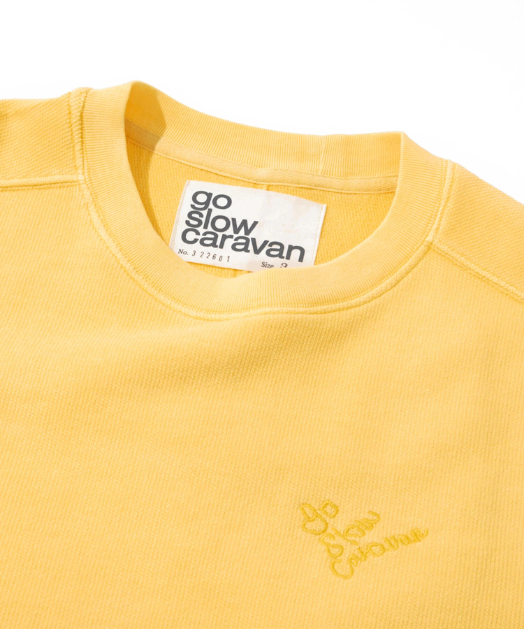 go slow caravan(ゴースローキャラバン) |UNIQUEインレイ ラウンドヘムプルオーバーPIGMENT DYE (MENS)