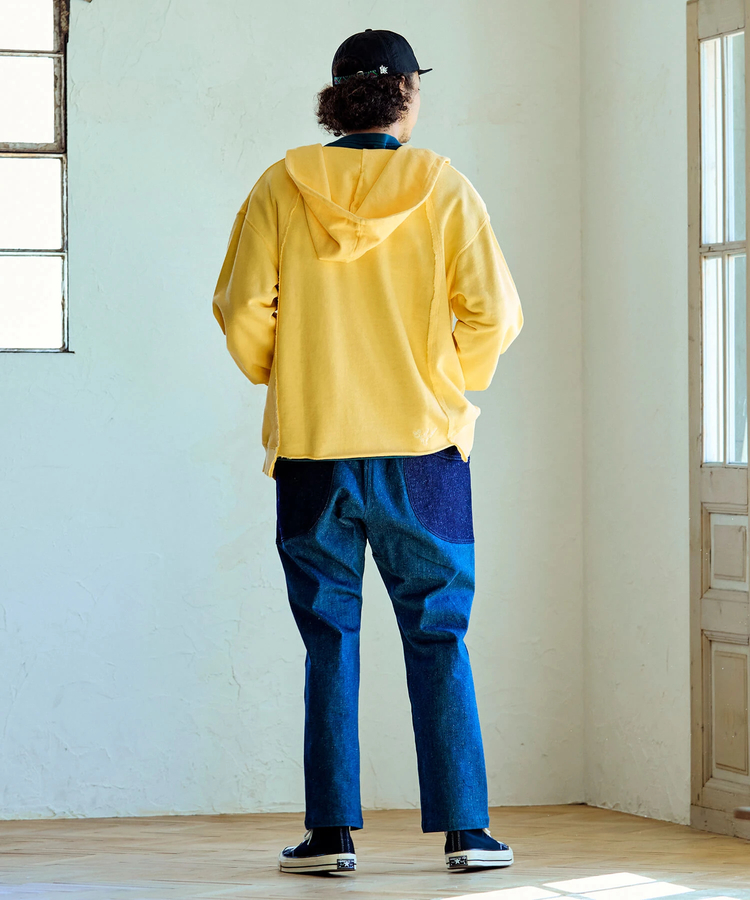 go slow caravan(ゴースローキャラバン) |UNIQUEインレイ切替フーディーPIGMENT DYE (MENS)