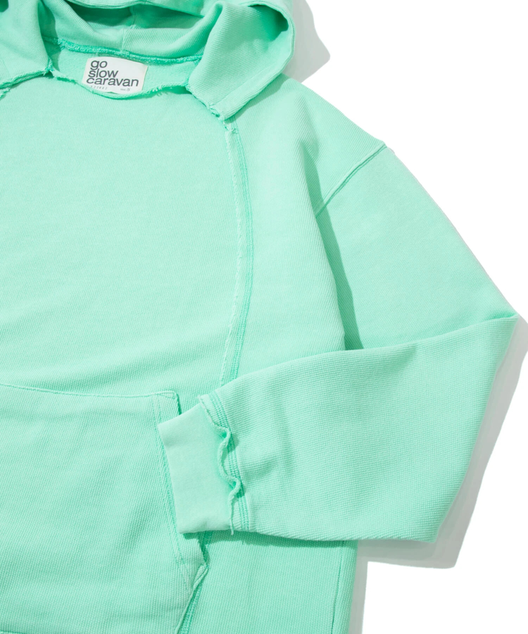 go slow caravan(ゴースローキャラバン) |UNIQUEインレイ切替フーディーPIGMENT DYE (MENS)