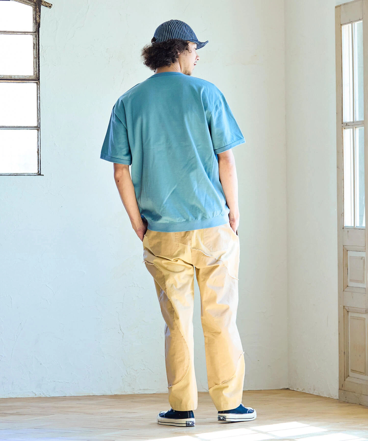 go slow caravan(ゴースローキャラバン) |Wフェイス天竺 リバーシブル トリムパネルリブゆったりTE (MENS/WOMENS)