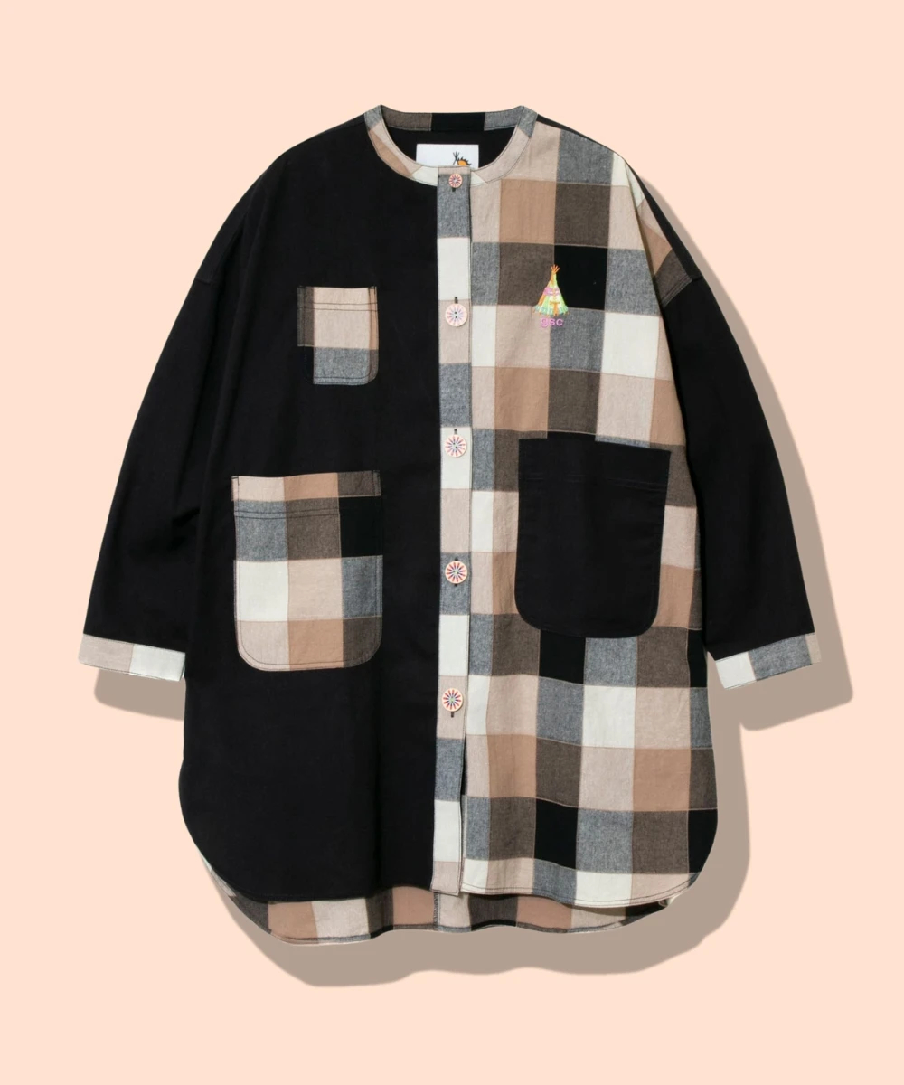 fig london ウールパッチワークシャツジャケット