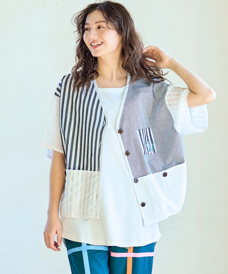 go slow caravan(ゴースローキャラバン) |ストライプ/チェックハーフシャツ (WOMENS)