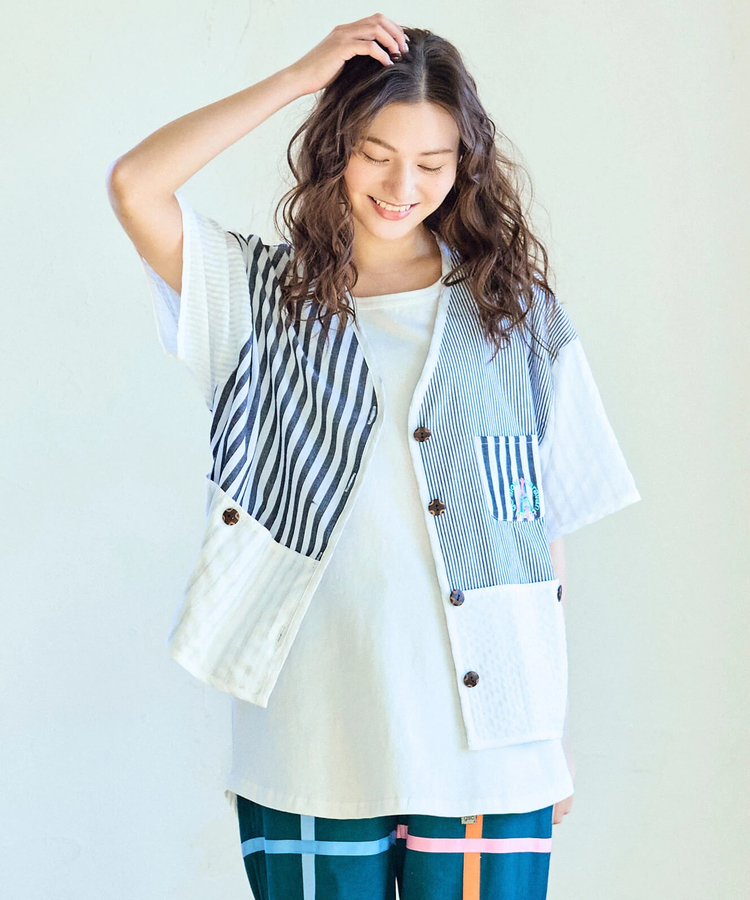 go slow caravan(ゴースローキャラバン) |ストライプ/チェックハーフシャツ (WOMENS)