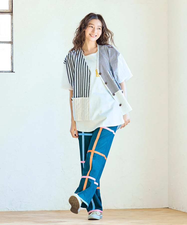 go slow caravan(ゴースローキャラバン) |ストライプ/チェックハーフシャツ (WOMENS)
