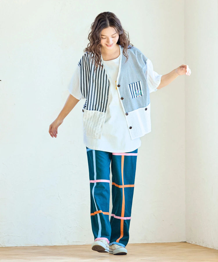 go slow caravan(ゴースローキャラバン) |ストライプ/チェックハーフシャツ (WOMENS)