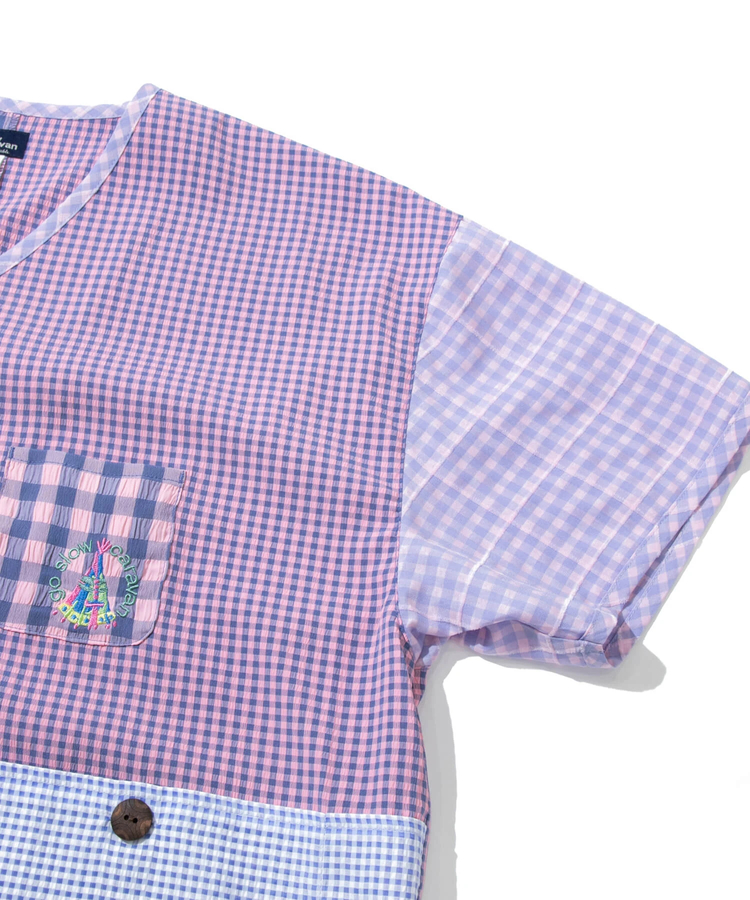 go slow caravan(ゴースローキャラバン) |ストライプ/チェックハーフシャツ (WOMENS)