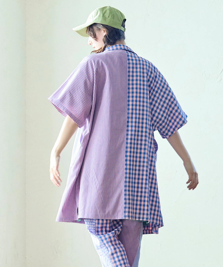 go slow caravan(ゴースローキャラバン) |ストライプ/チェックドルマンオーバーシャツワンピース (WOMENS)