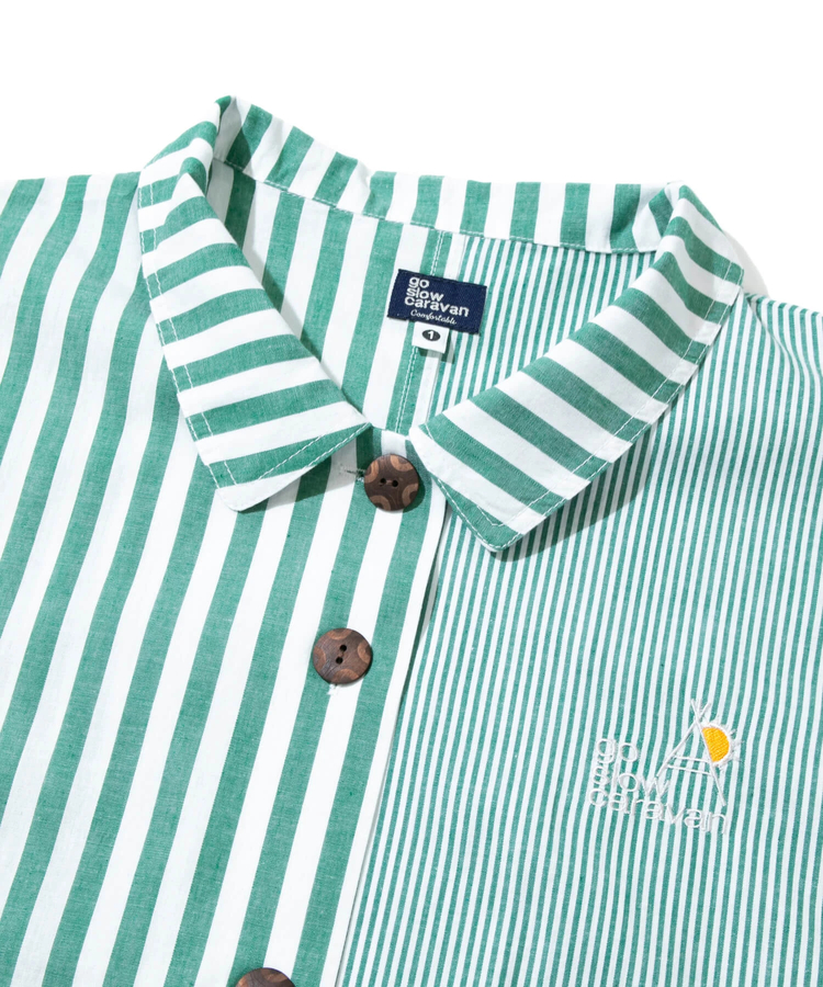 go slow caravan(ゴースローキャラバン) |ストライプ/チェックドルマンオーバーシャツワンピース (WOMENS)