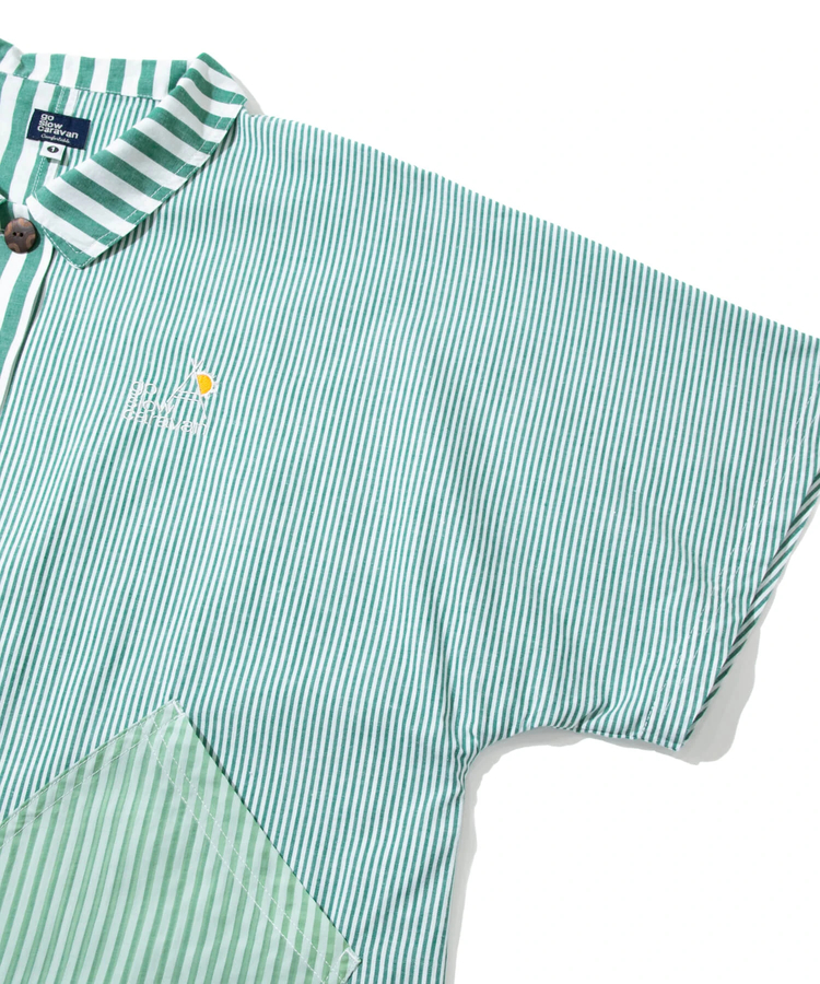 go slow caravan(ゴースローキャラバン) |ストライプ/チェックドルマンオーバーシャツワンピース (WOMENS)