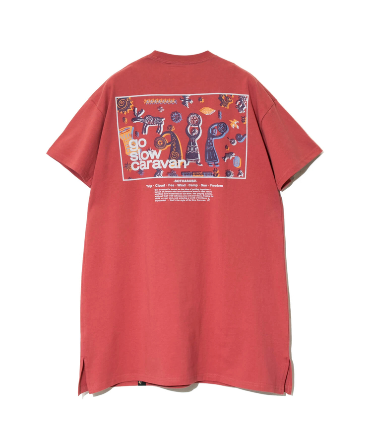 go slow caravan(ゴースローキャラバン) |USA/CスクエアLOGOバックプリントチュニック (WOMENS)