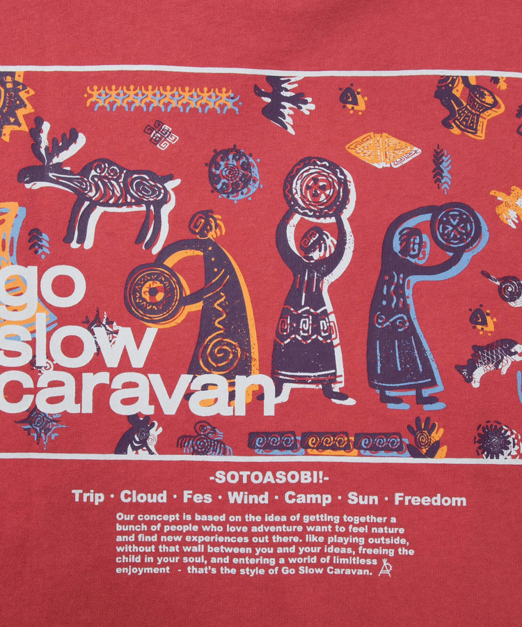 go slow caravan(ゴースローキャラバン) |USA/CスクエアLOGOバックプリントチュニック (WOMENS)