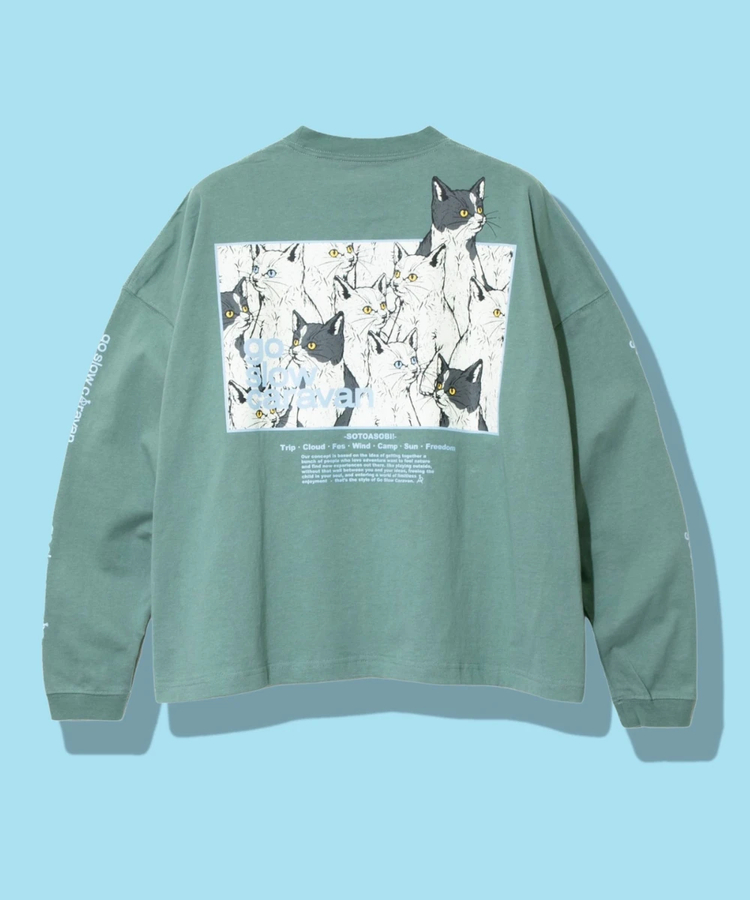 go slow caravan(ゴースローキャラバン) |USA/CスクエアLOGOバックプリントミドルTEE (WOMENS)
