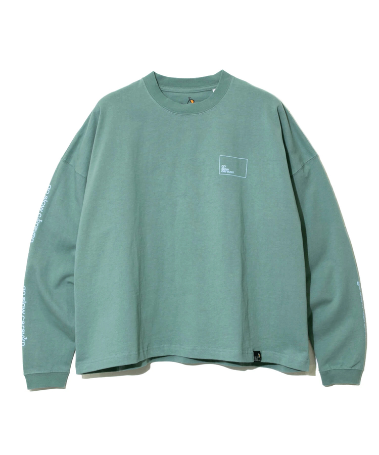 go slow caravan(ゴースローキャラバン) |USA/CスクエアLOGOバックプリントミドルTEE (WOMENS)