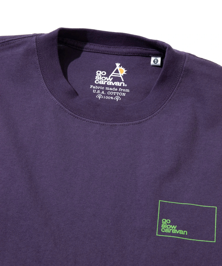 go slow caravan(ゴースローキャラバン) |USA/CスクエアLOGOバックプリントミドルTEE (WOMENS)