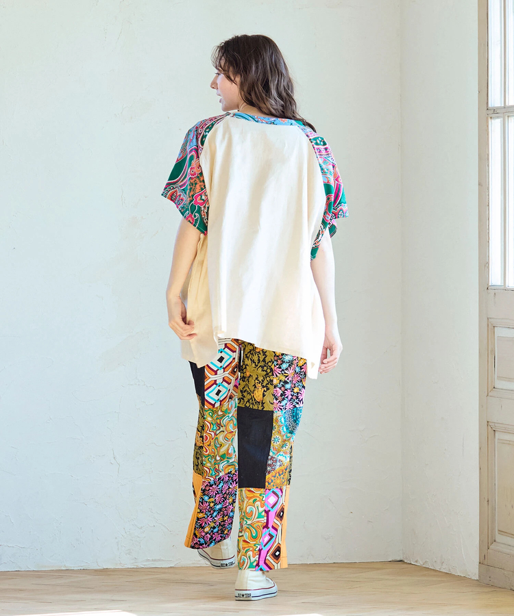 go slow caravan(ゴースローキャラバン) |総柄切替ポンチョTEE (WOMENS)