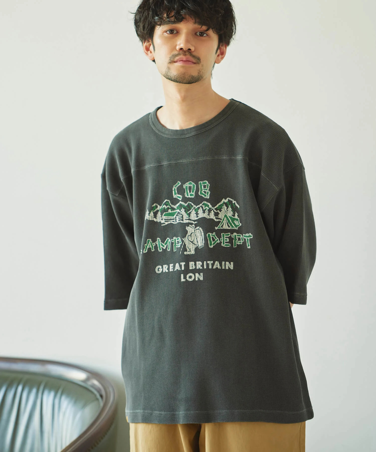 COBMASTER/コブマスター ピグメントワッフルフットボール五分袖TEE 