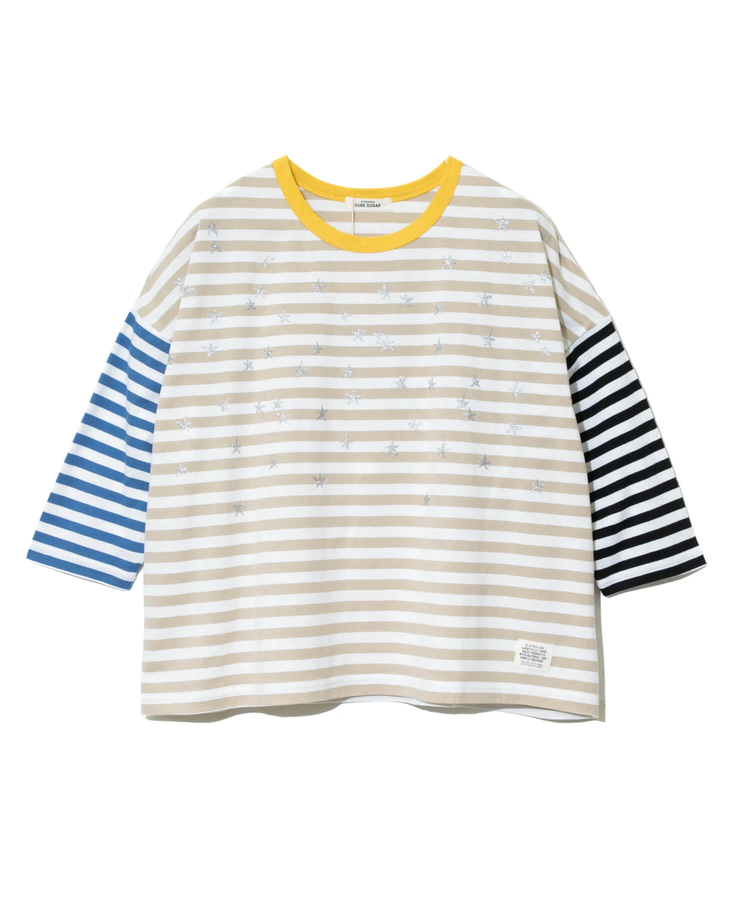 go slow caravan(ゴースローキャラバン) |CUBE SUGAR/キューブシュガー リサイクル天竺ボーダーstarプリントTEE (WOMENS)
