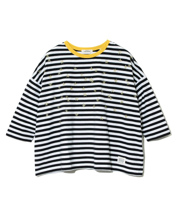 go slow caravan(ゴースローキャラバン) |CUBE SUGAR/キューブシュガー リサイクル天竺ボーダーstarプリントTEE (WOMENS)