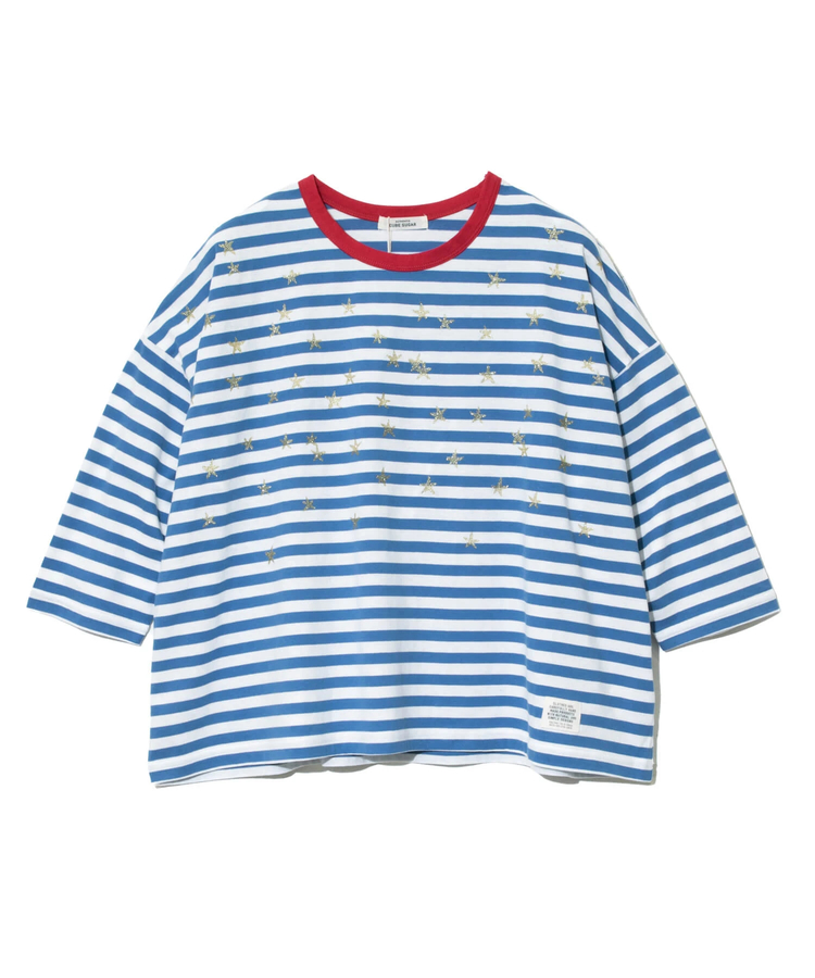 go slow caravan(ゴースローキャラバン) |CUBE SUGAR/キューブシュガー リサイクル天竺ボーダーstarプリントTEE (WOMENS)