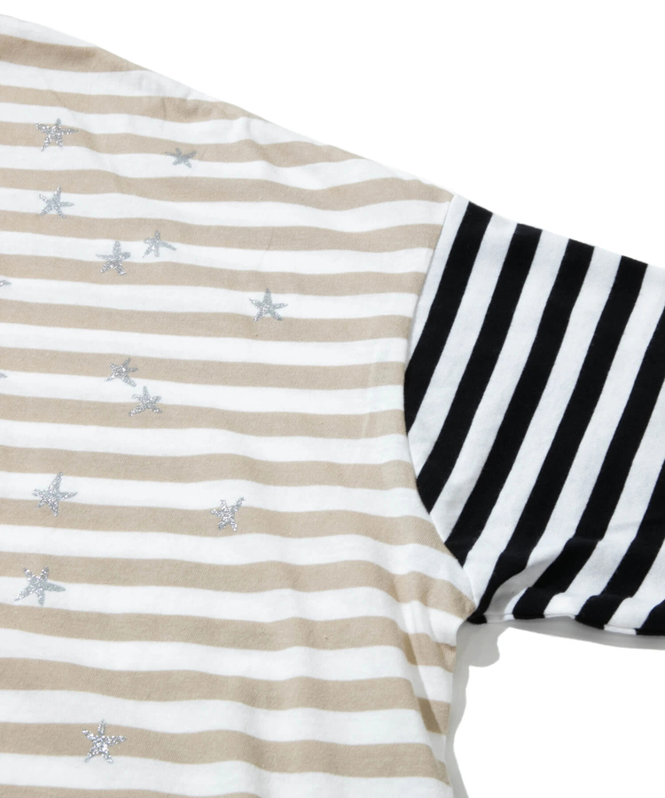 go slow caravan(ゴースローキャラバン) |CUBE SUGAR/キューブシュガー リサイクル天竺ボーダーstarプリントTEE (WOMENS)
