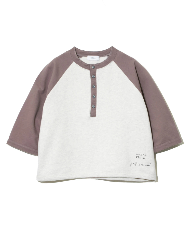 KAKELA&TRANQUIL/カケラ＆トランクイル 裏毛xインレー配色ラグラン