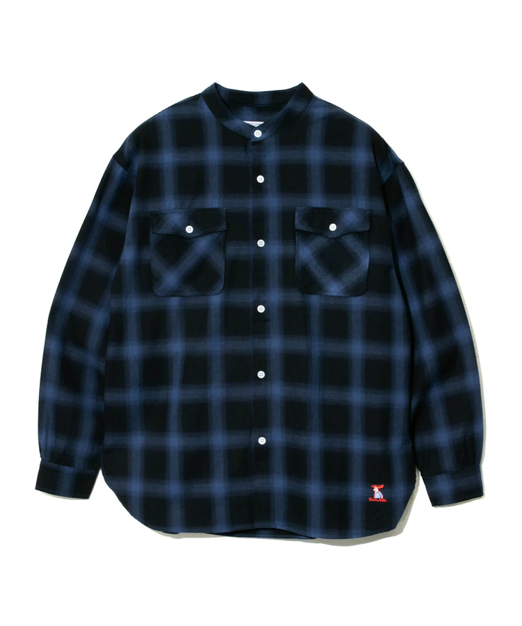 go slow caravan(ゴースローキャラバン) |Buck HIDE/バックハイド チェックバンドカラーシャツ (MENS)