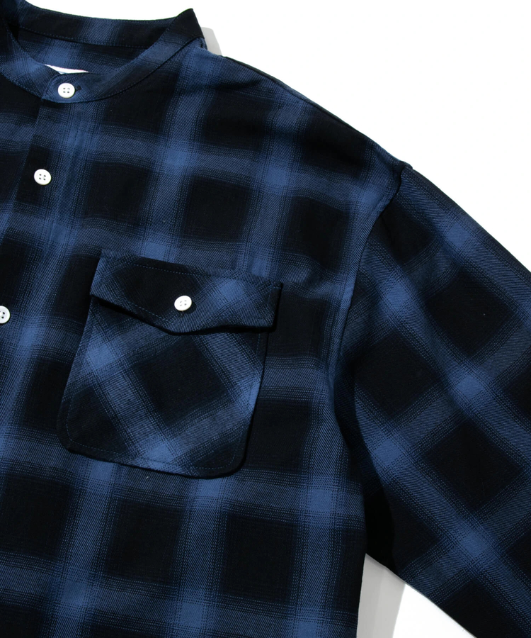 go slow caravan(ゴースローキャラバン) |Buck HIDE/バックハイド チェックバンドカラーシャツ (MENS)