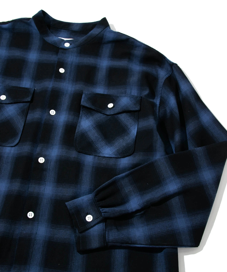 go slow caravan(ゴースローキャラバン) |Buck HIDE/バックハイド チェックバンドカラーシャツ (MENS)