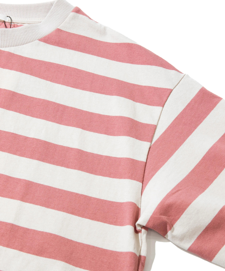 Coyseioボルドーとピンクのストライプフード付き長袖 Coyseioボルドー