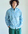 go slow caravan(ゴースローキャラバン) |ラミーコットン総柄プリントショールカラーシャツ (MENS/WOMENS)