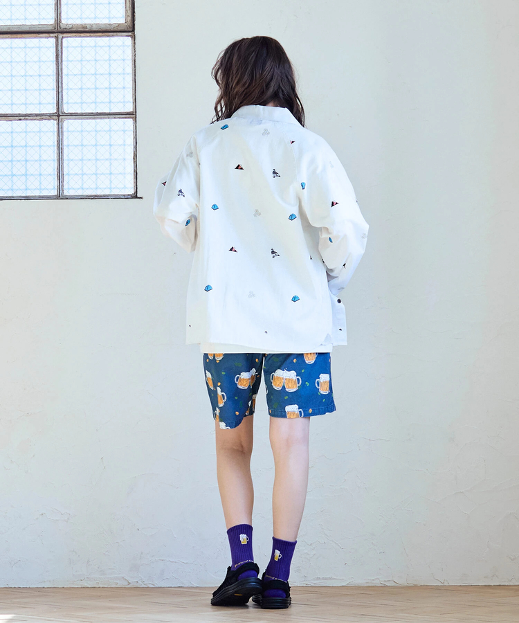go slow caravan(ゴースローキャラバン) |ラミーコットン総柄プリントショールカラーシャツ (MENS/WOMENS)