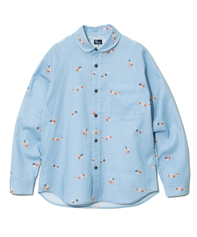 go slow caravan(ゴースローキャラバン) |ラミーコットン総柄プリントショールカラーシャツ (MENS/WOMENS)