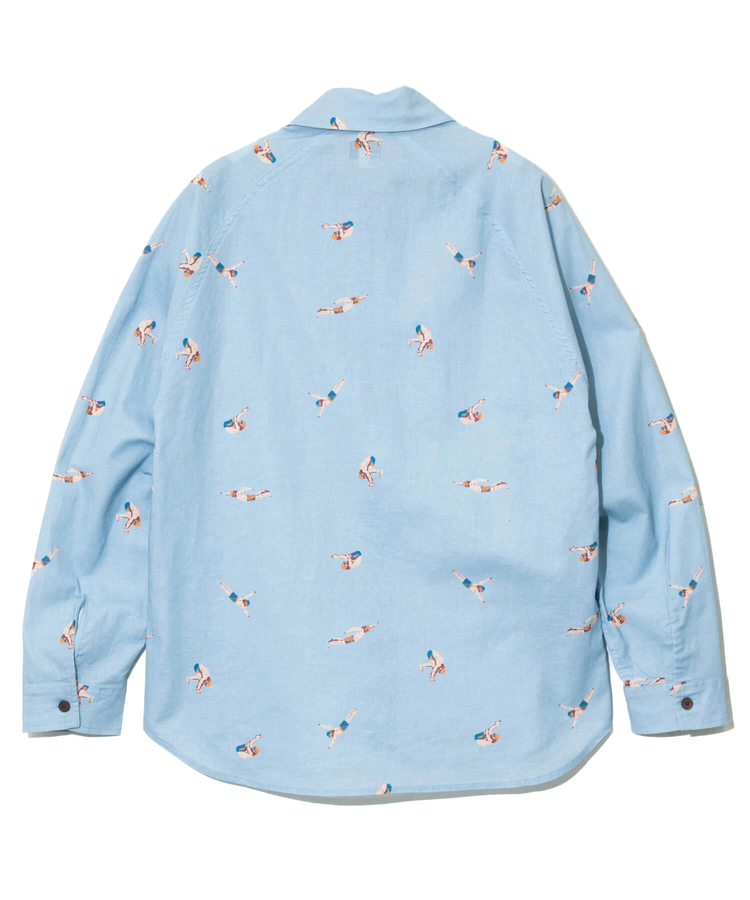 go slow caravan(ゴースローキャラバン) |ラミーコットン総柄プリントショールカラーシャツ (MENS/WOMENS)