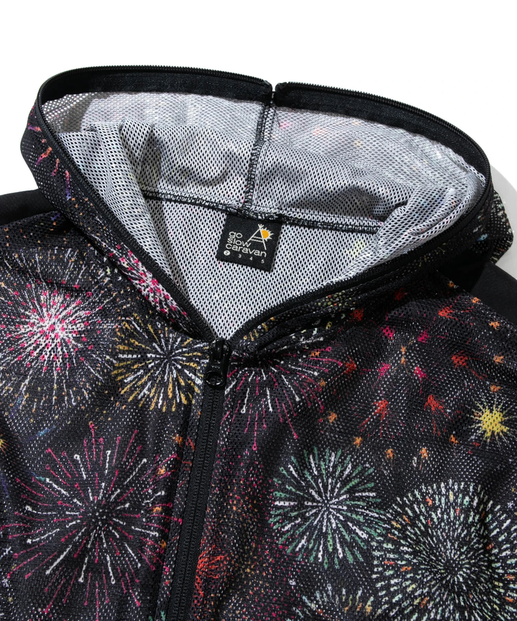 go slow caravan(ゴースローキャラバン) |メッシュ防蚊加工総柄プリントパーカ (MENS/WOMENS)