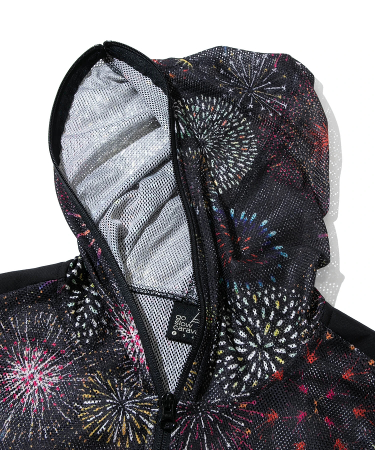 go slow caravan(ゴースローキャラバン) |メッシュ防蚊加工総柄プリントパーカ (MENS/WOMENS)
