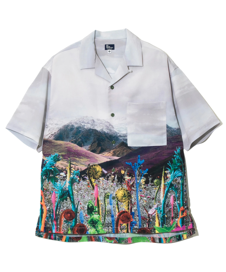 go slow caravan(ゴースローキャラバン) |ポリちりめん断ち身プリントO/Pシャツ (MENS/WOMENS)