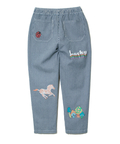 go slow caravan(ゴースローキャラバン) |ヘリンボーン・ヒッコリーストライプ断ち身プリントアンクルパンツ (MENS/WOMENS)