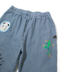 go slow caravan(ゴースローキャラバン) |ヘリンボーン・ヒッコリーストライプ断ち身プリントアンクルパンツ (MENS/WOMENS)