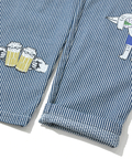 go slow caravan(ゴースローキャラバン) |ヘリンボーン・ヒッコリーストライプ断ち身プリントアンクルパンツ (MENS/WOMENS)