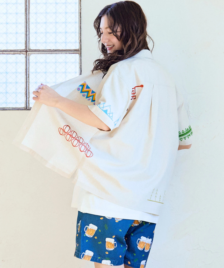 go slow caravan(ゴースローキャラバン) |綿麻色々刺繍&プリントR/Gシャツ (MENS/WOMENS)