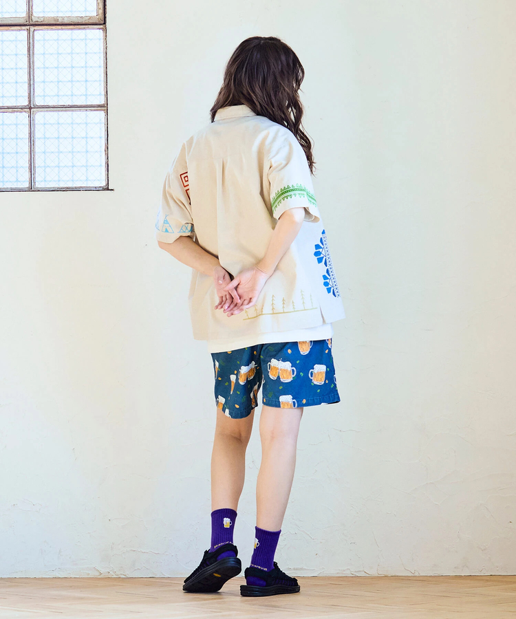 go slow caravan(ゴースローキャラバン) |綿麻色々刺繍&プリントR/Gシャツ (MENS/WOMENS)