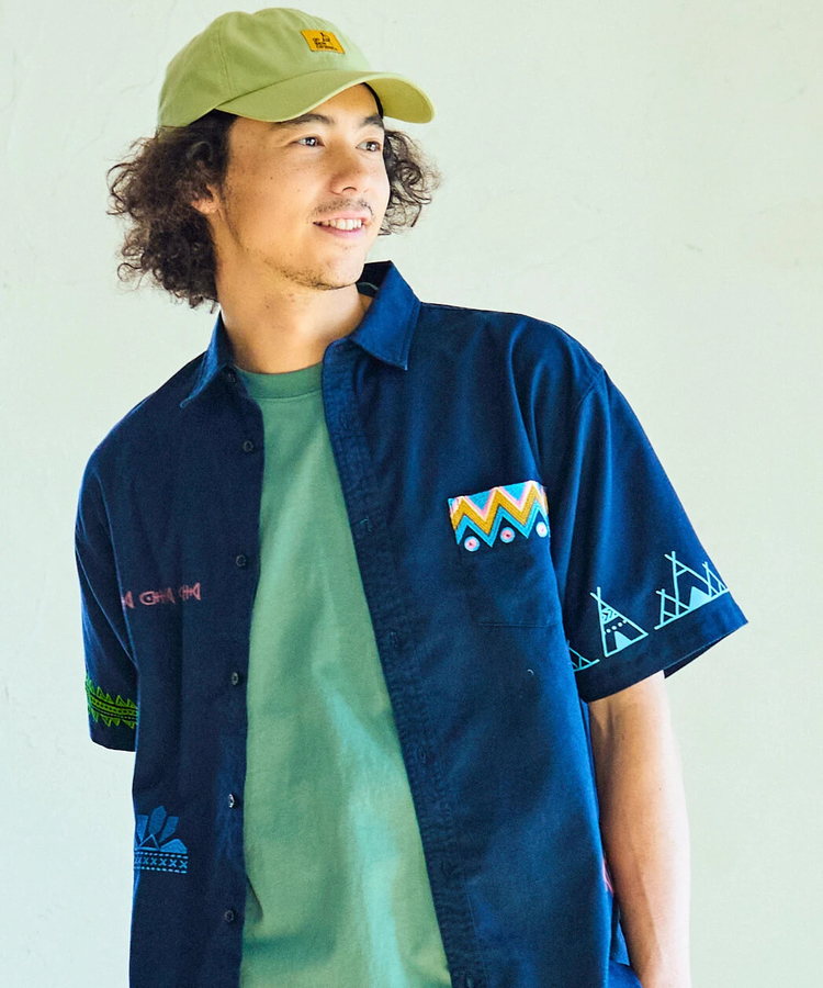 go slow caravan(ゴースローキャラバン) |綿麻色々刺繍&プリントR/Gシャツ (MENS/WOMENS)
