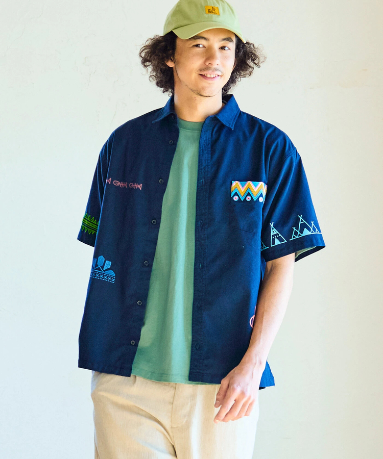 go slow caravan(ゴースローキャラバン) |綿麻色々刺繍&プリントR/Gシャツ (MENS/WOMENS)